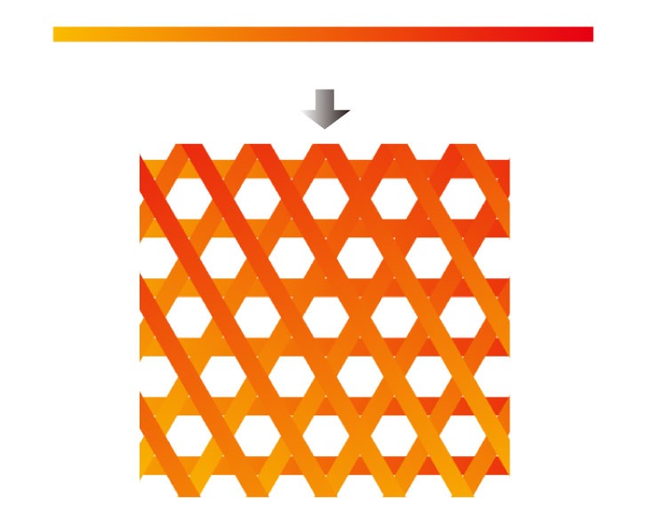 線の色をグラデーションにして作った籠目柄