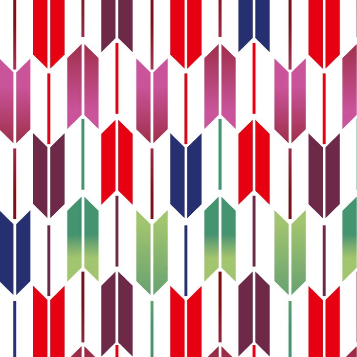 羽根の部分が目立つ矢絣