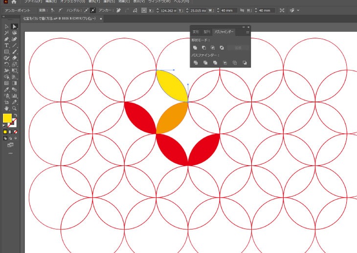 塗や線を自由に変えられてオリジナルの七宝柄が作れます