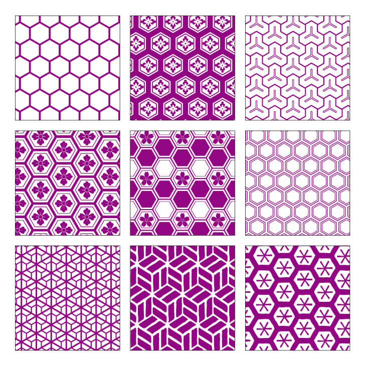 亀甲文様のバリエーション