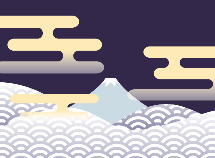 霞文様+富士山