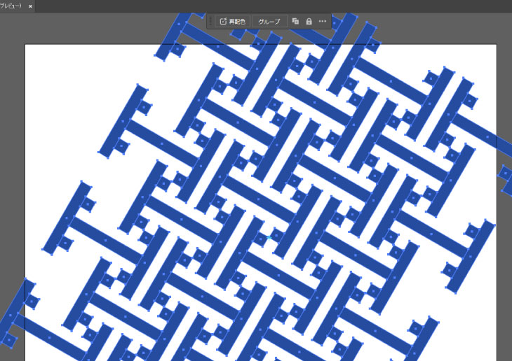 出来た図形を全て選択して回転