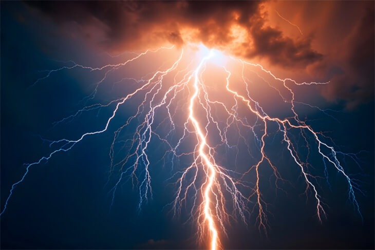 雷の稲妻のイメージから出来た幾何学的模様