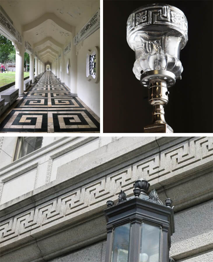 雷紋は歴史的な建造物や陶器に使われる柄