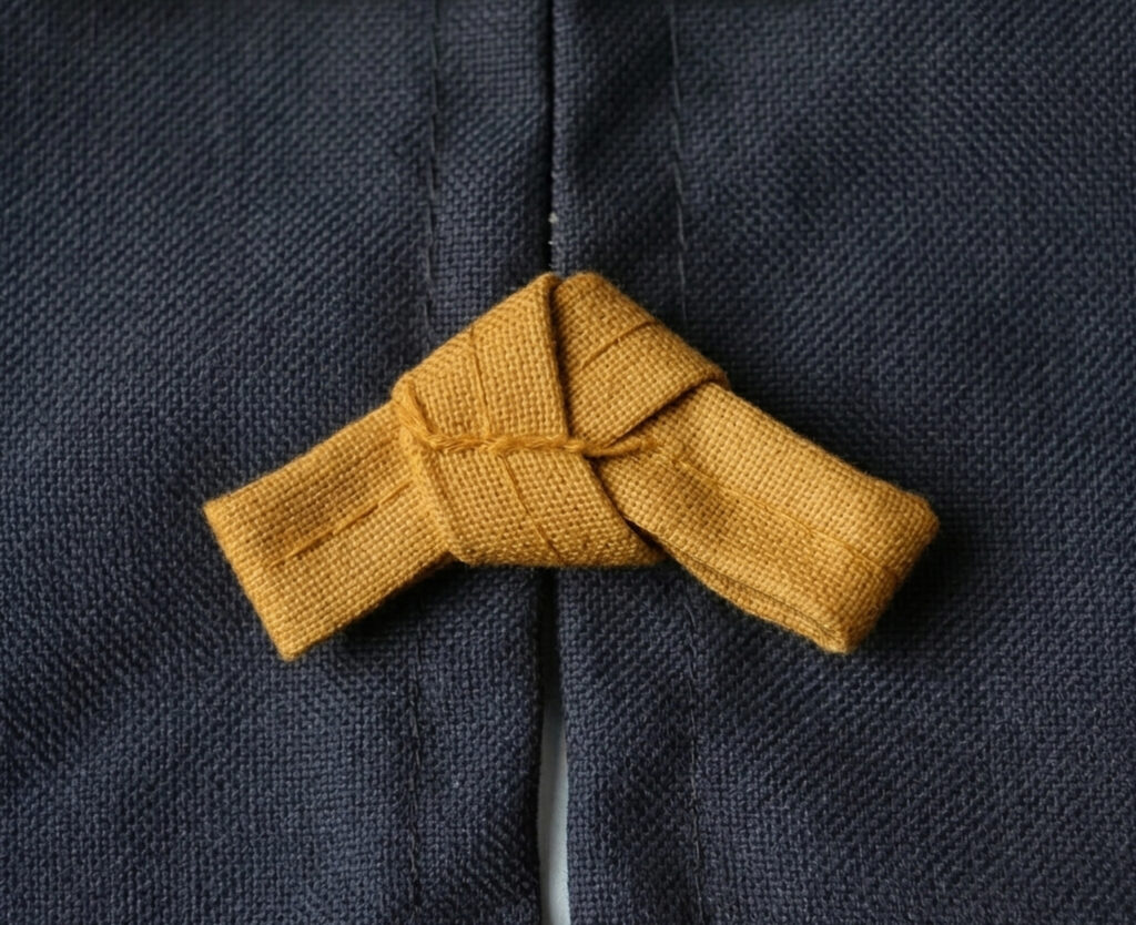 のれんの飾り結びチャコールグレー×黄土色