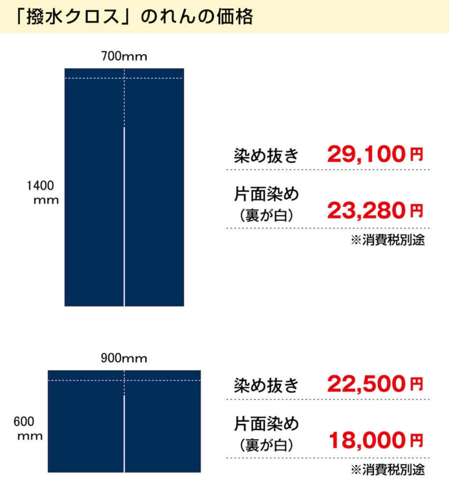 撥水クロスのれん価格例