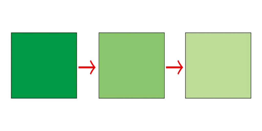 耐光性が一番高い「黄」が残っている図