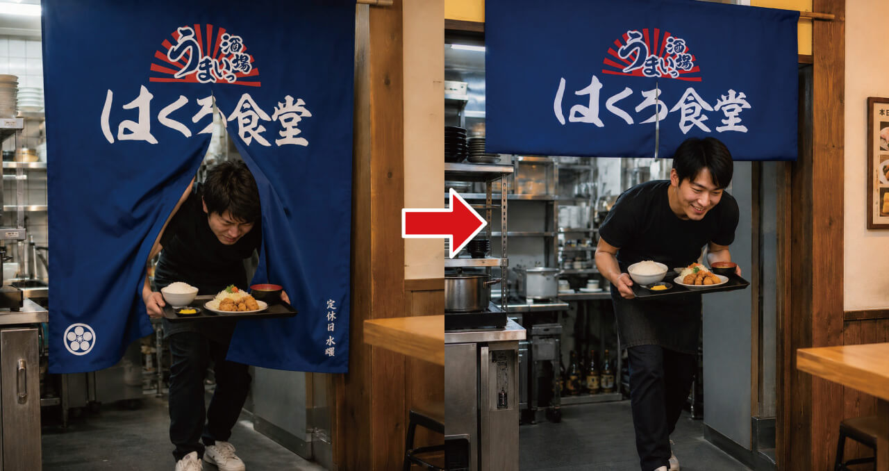 長さを変えられるのれんの説明